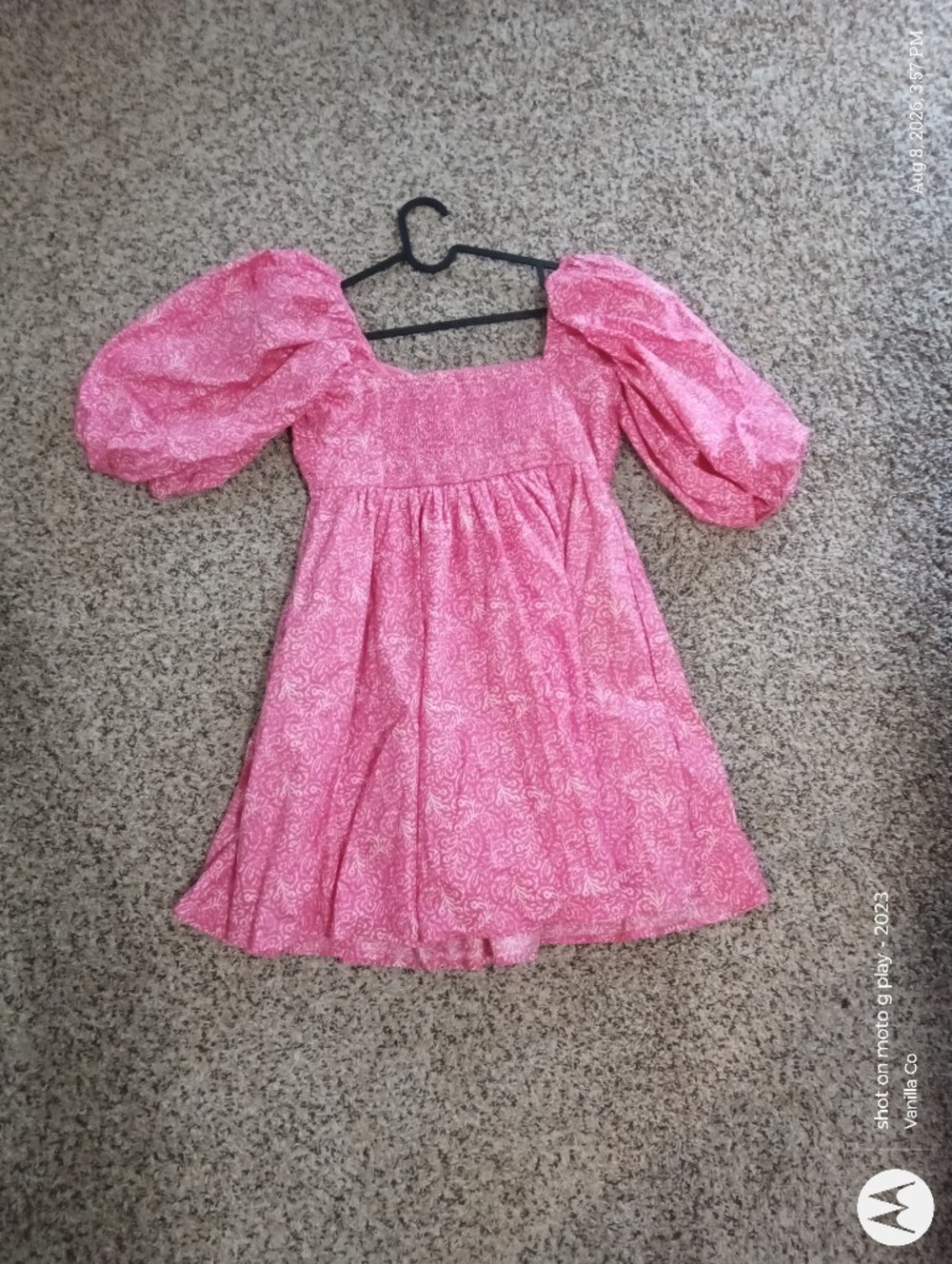 Abercrombie & Fitch Emerson Poplin Puff Sleeve Mini Dress Pink Medium - Picture 5 of 7